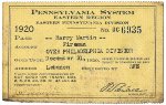 PRR Employee H. Martin Pass, Front Side, 1920
